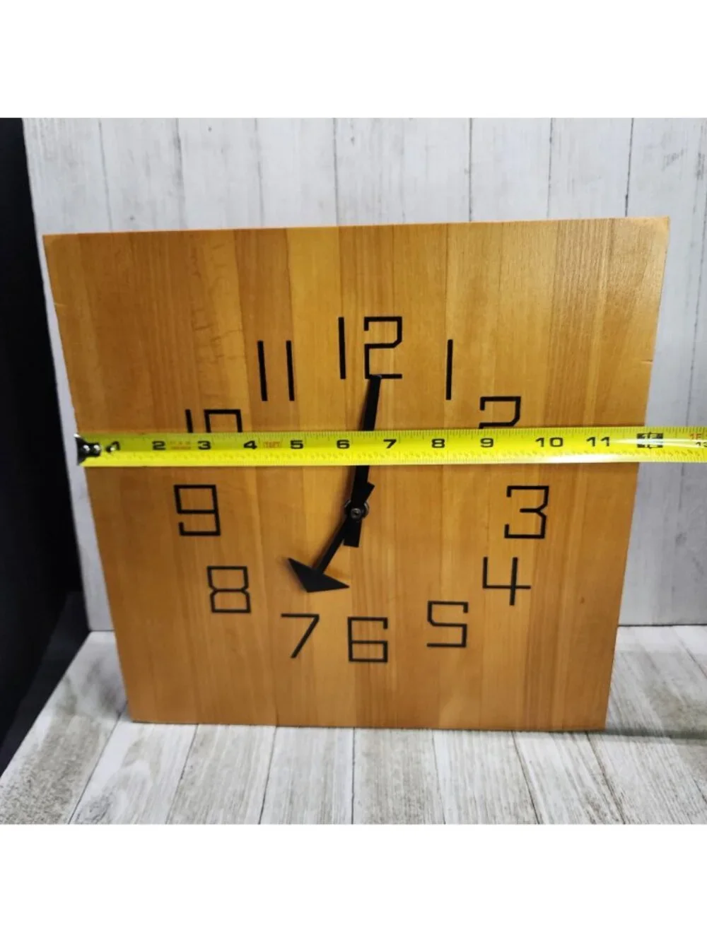 Vtg Kienzle Wooden Wall Clock Square Butcher Block MCM Design Tested Working!